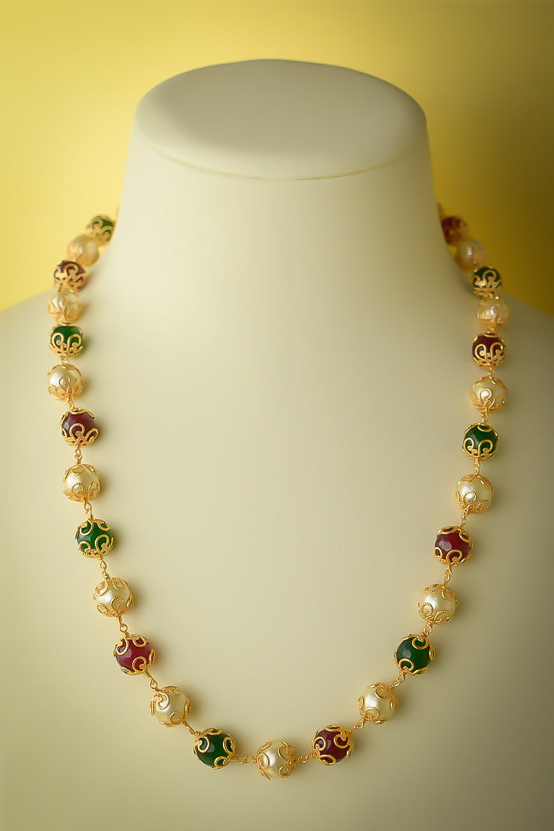 Basma multi-bead and pearl necklace